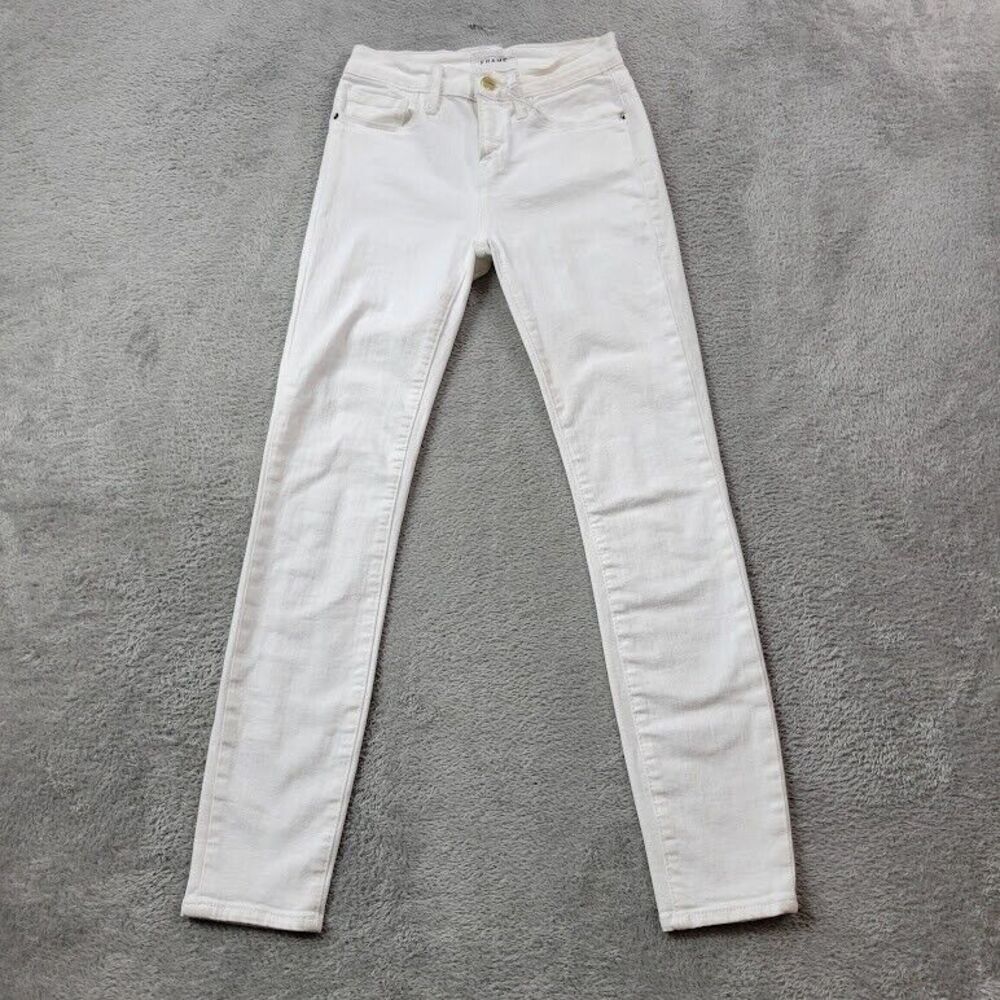 Frame Jeans Womens 24X27 White Skinny Crop Low Rise Designer MSRP $199